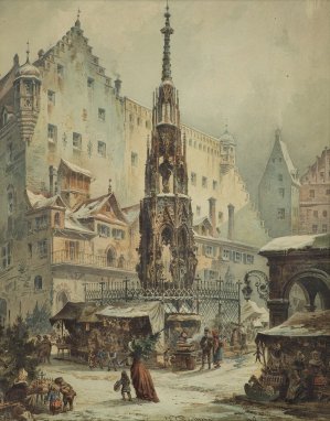Friedrich Perlberg, TARG ŚWIĄTECZNY NA RYNKU W NORYMBERDZE, 1877