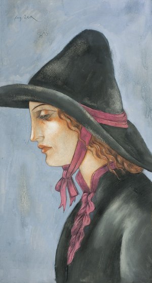 Eugeniusz Zak, PORTRET MŁODEJ KOBIETY W KAPELUSZU, 1913-1914