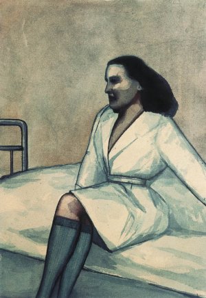 Jerzy Nowosielski, KOBIETA SIEDZąCA NA łóżKU, 1947