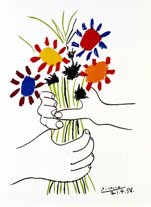 Pablo Picasso, BUKIET W DłONIACH, 21 IV 1958
