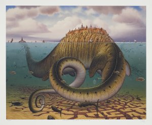 Jacek Yerka, BRONTOSAURUS CIVITAS, 2004