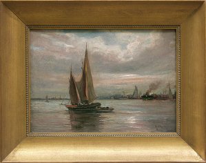 Max Franz Szczygielski-Rogala, ŁÓDŹ ŻAGLOWA NA TLE PANORAMY GDAŃSKA