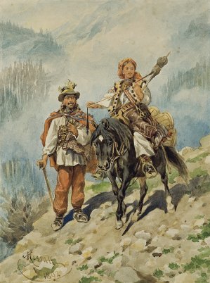 Juliusz Kossak, HUCULI NA GÓRSKIEJ DRODZE, 1892