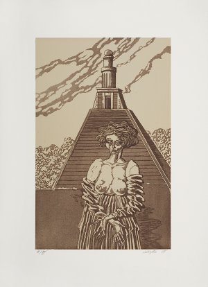 Jan Lebenstein, KOBIETA NA TLE WIEżY, 1985