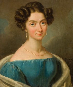 Karol Schweikart, PORTRET DAMY W BŁĘKITNEJ SUKNI, 1827