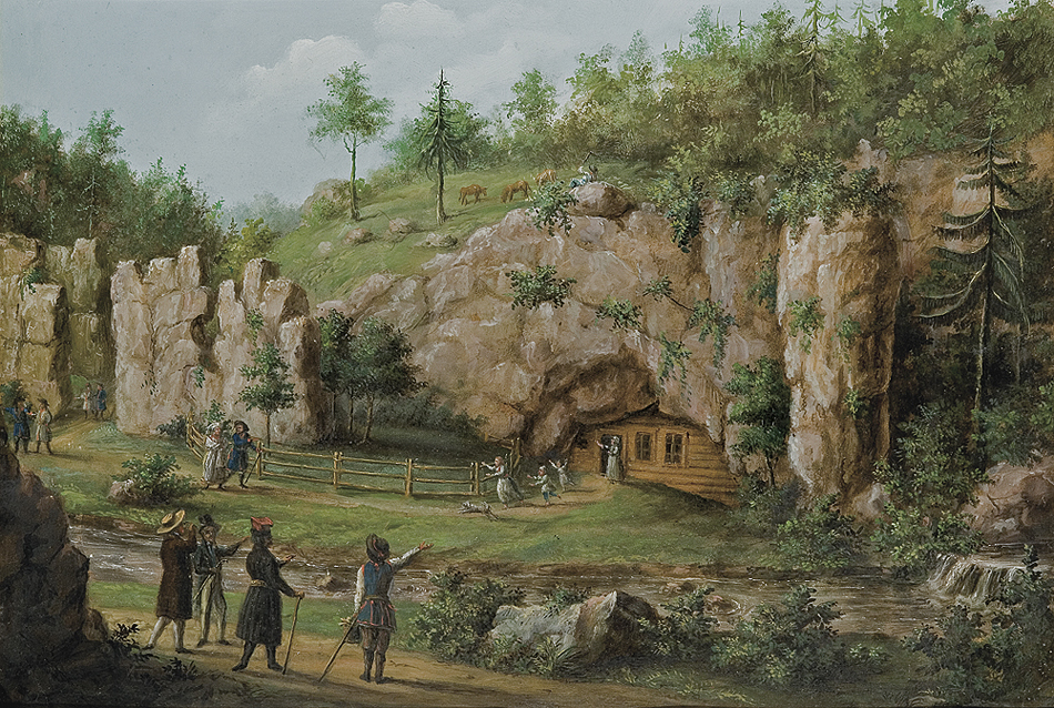 Teodor Baltazar  Stachowicz, SKAŁY I GROTA W MNIKOWIE, OK. 1860