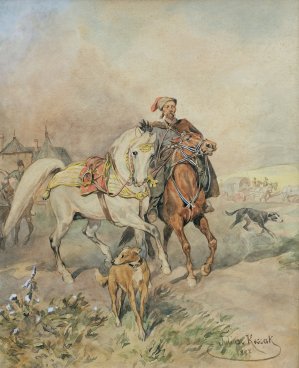 Juliusz Kossak, LUZAK W POCHODZIE WOJSKA, 1887