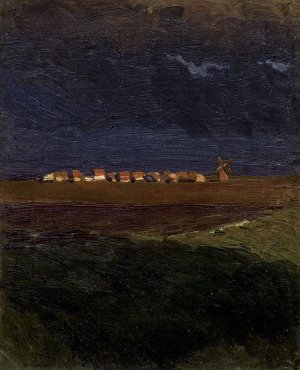 Ferdynand Ruszczyc, WIEŚ O ZACHODZIE (WIEŚ NOCĄ), LIPIEC 1897