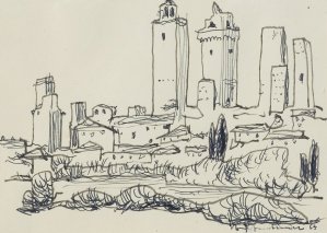 Malarz Nierozpoznany, WIDOK NA SAN GIMIGNANO, 1964