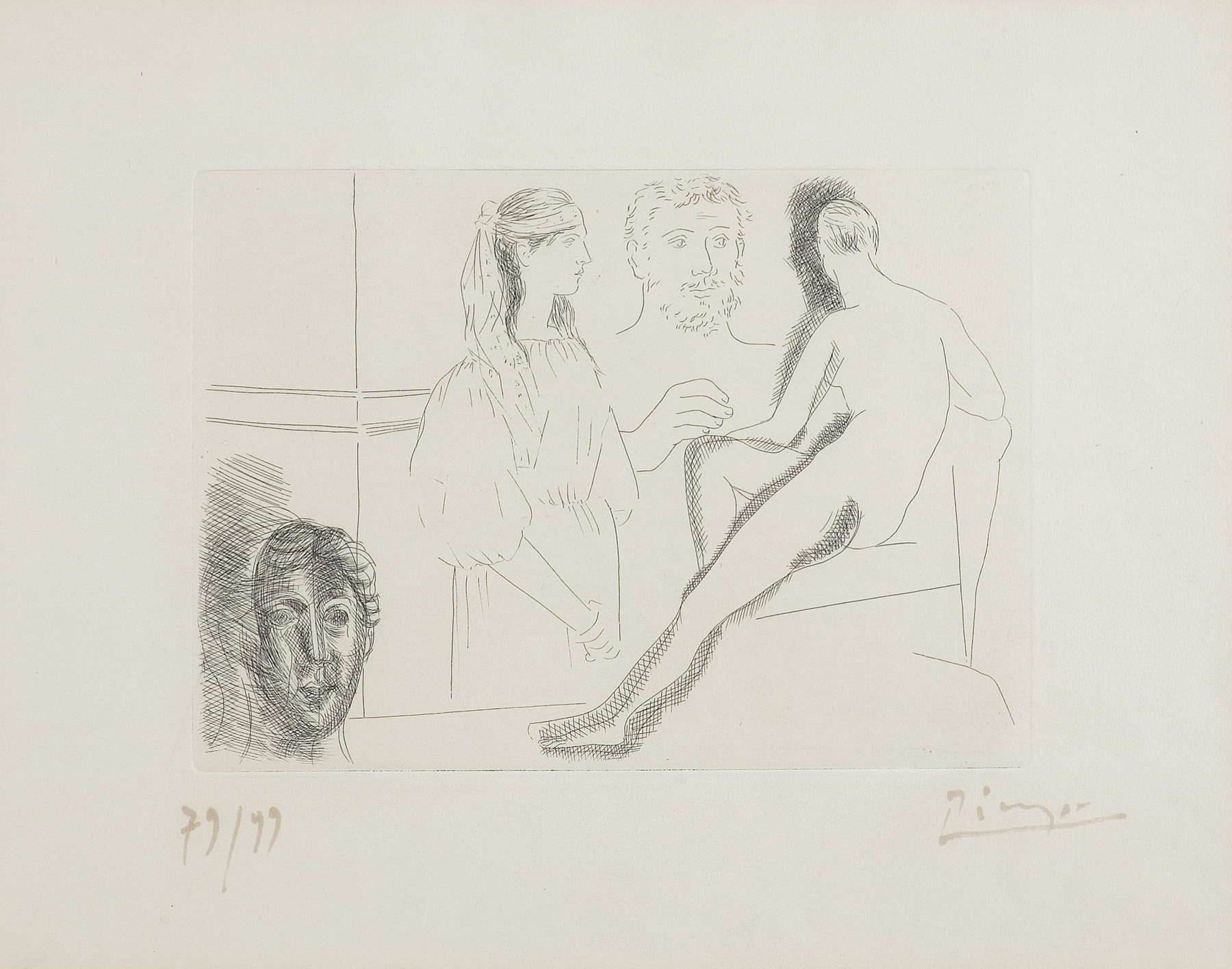 Pablo Picasso, RZEŹBIARZ PRZED SWOJĄ RZEŹBĄ..., 1927
