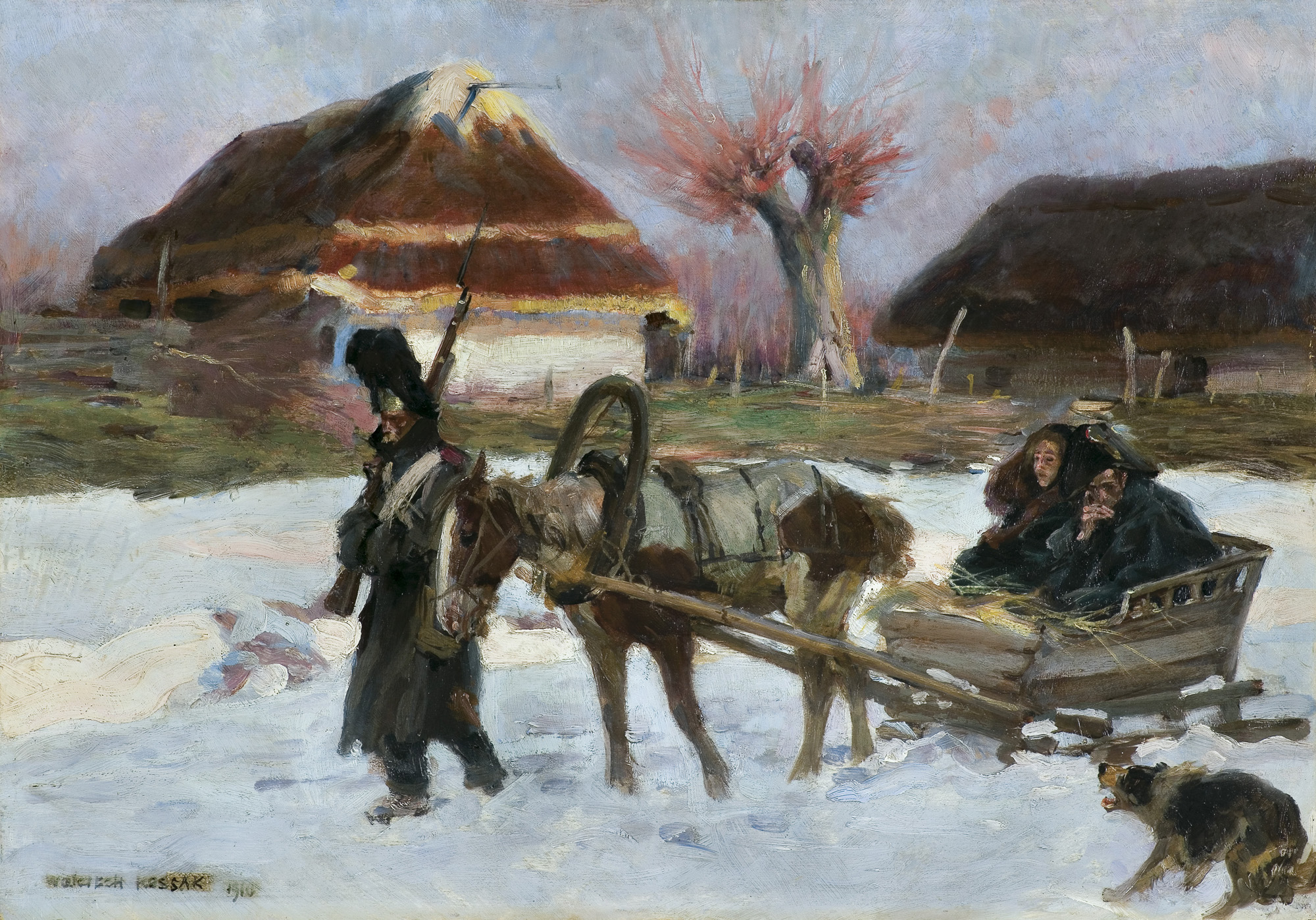Wojciech Kossak, GRENADIERZY W ODWROCIE SPOD MOSKWY, 1910