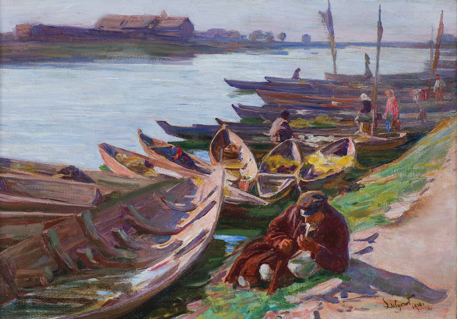 Leon Wyczółkowski, ŁODZIE NAD RZEKĄ, 1910