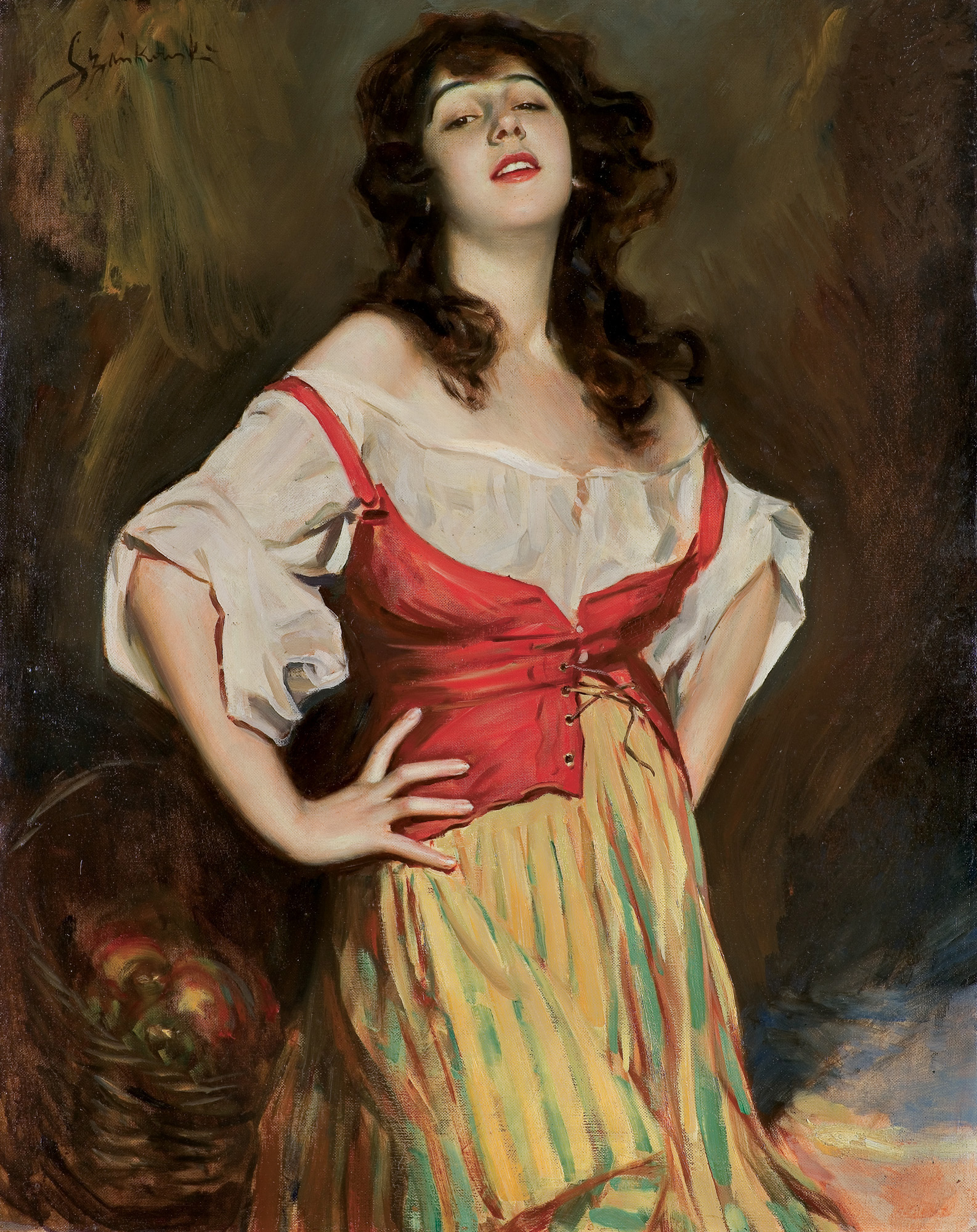 Bolesław Szańkowski, DZIEWCZYNA Z KOSZEM, olej, płótno Bolesław Szańkowski, DZIEWCZYNA Z KOSZEM