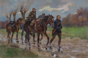 Jerzy Kossak, UŁANI NA DRODZE, 1930