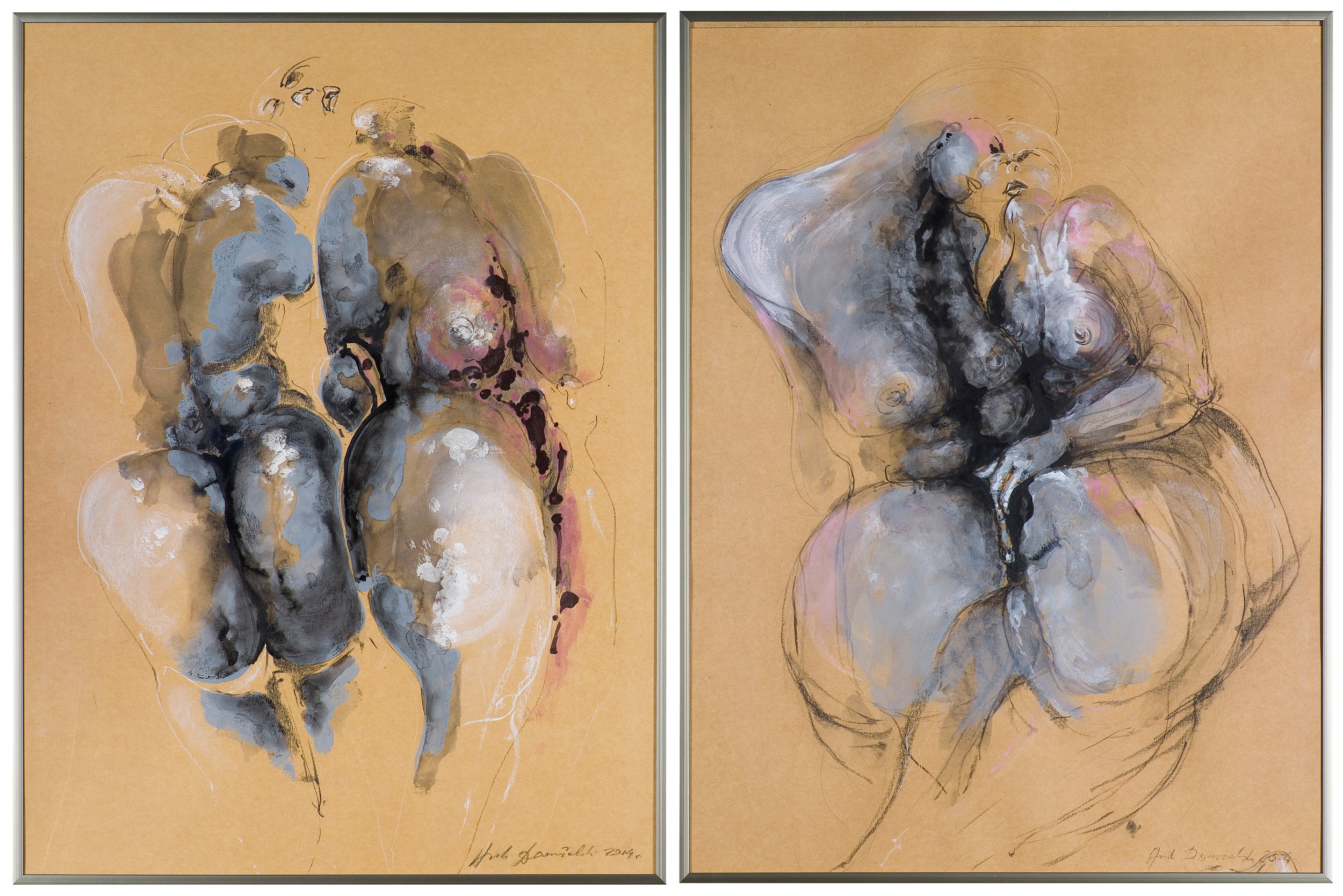Andrzej Domżalski , Z CYKLU „PARA” (DYPTYK), 2014, akryl, pastel, papier Andrzej Domżalski , Z CYKLU „PARA” (DYPTYK), 2014