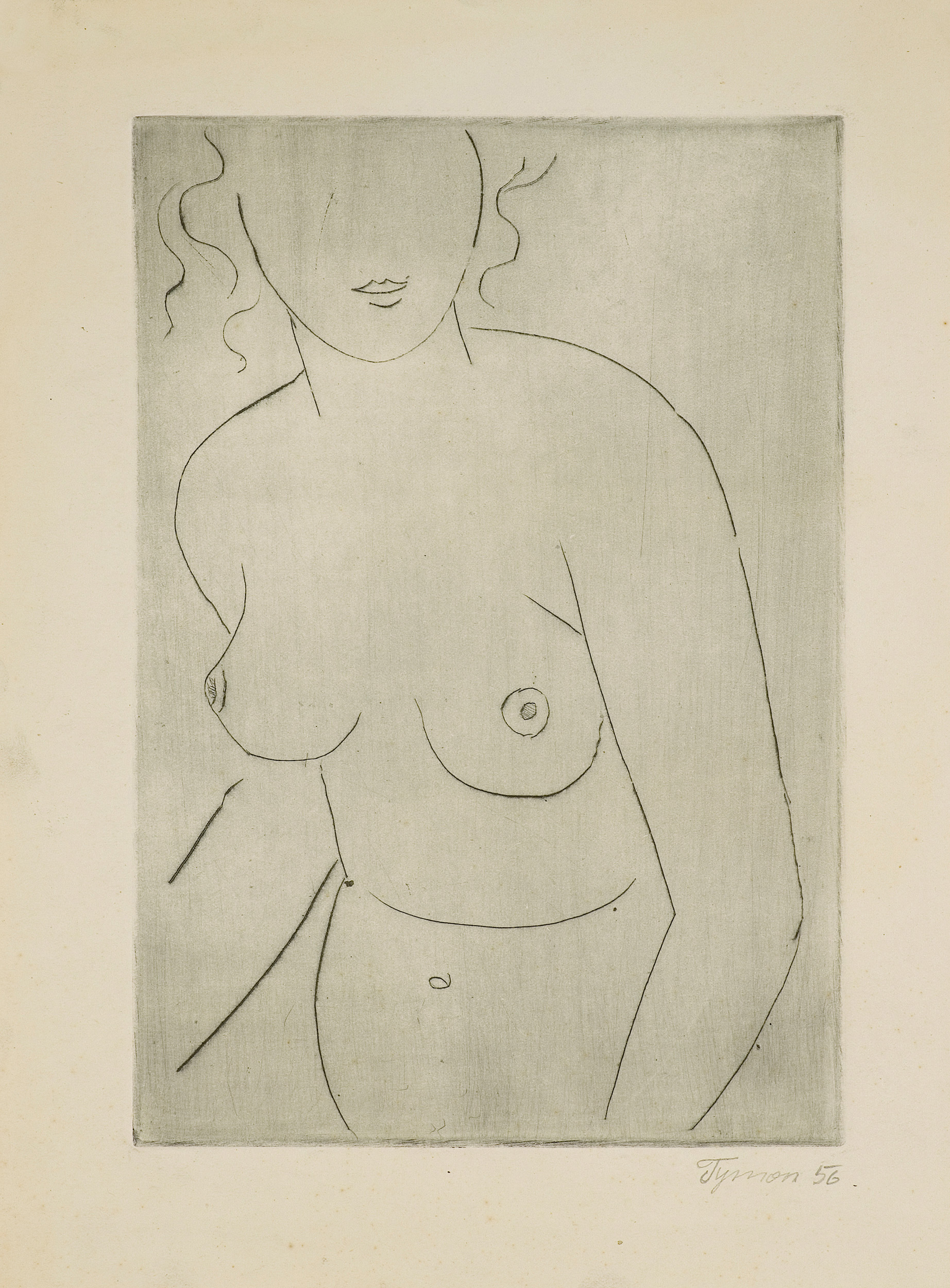 Tymon Niesiołowski, AKT, 1956, sucha igła, papier Tymon Niesiołowski, AKT, 1956