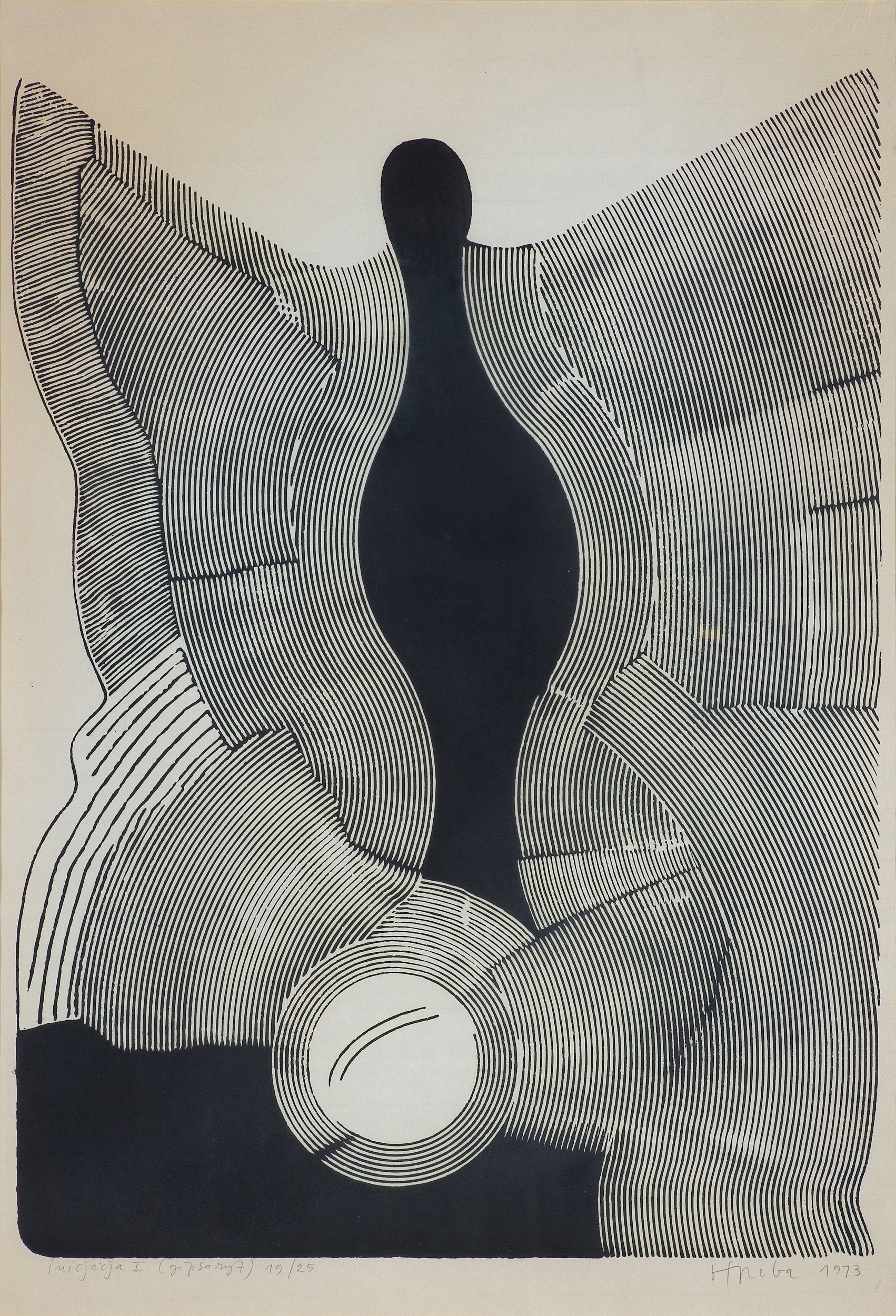 Ryszard  Otręba, INICJACJA I, 1973, gipsoryt, papier Ryszard  Otręba, INICJACJA I, 1973