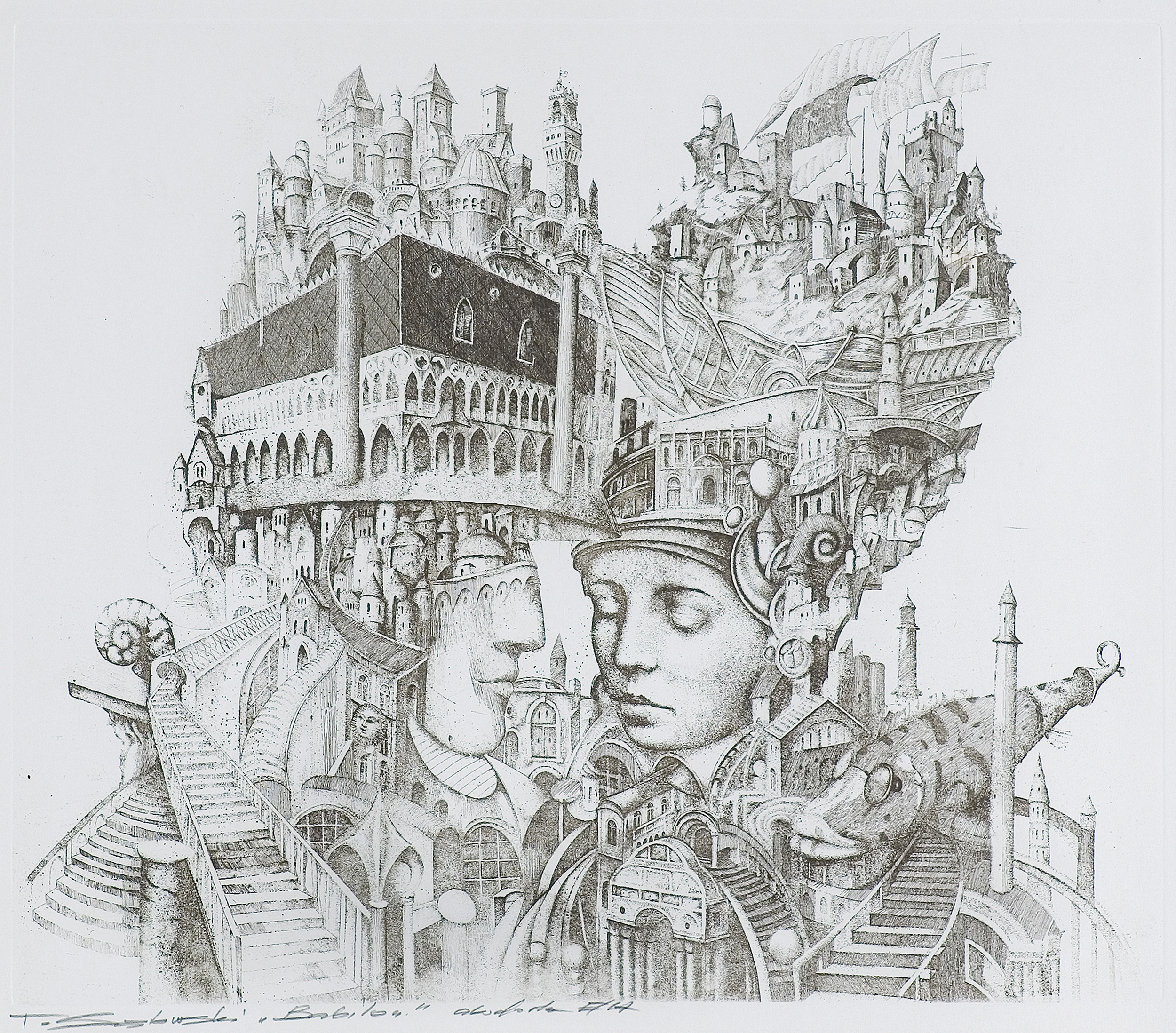 Tomasz Sętowski, BABILON, 2000, akwaforta, papier Tomasz Sętowski, BABILON, 2000