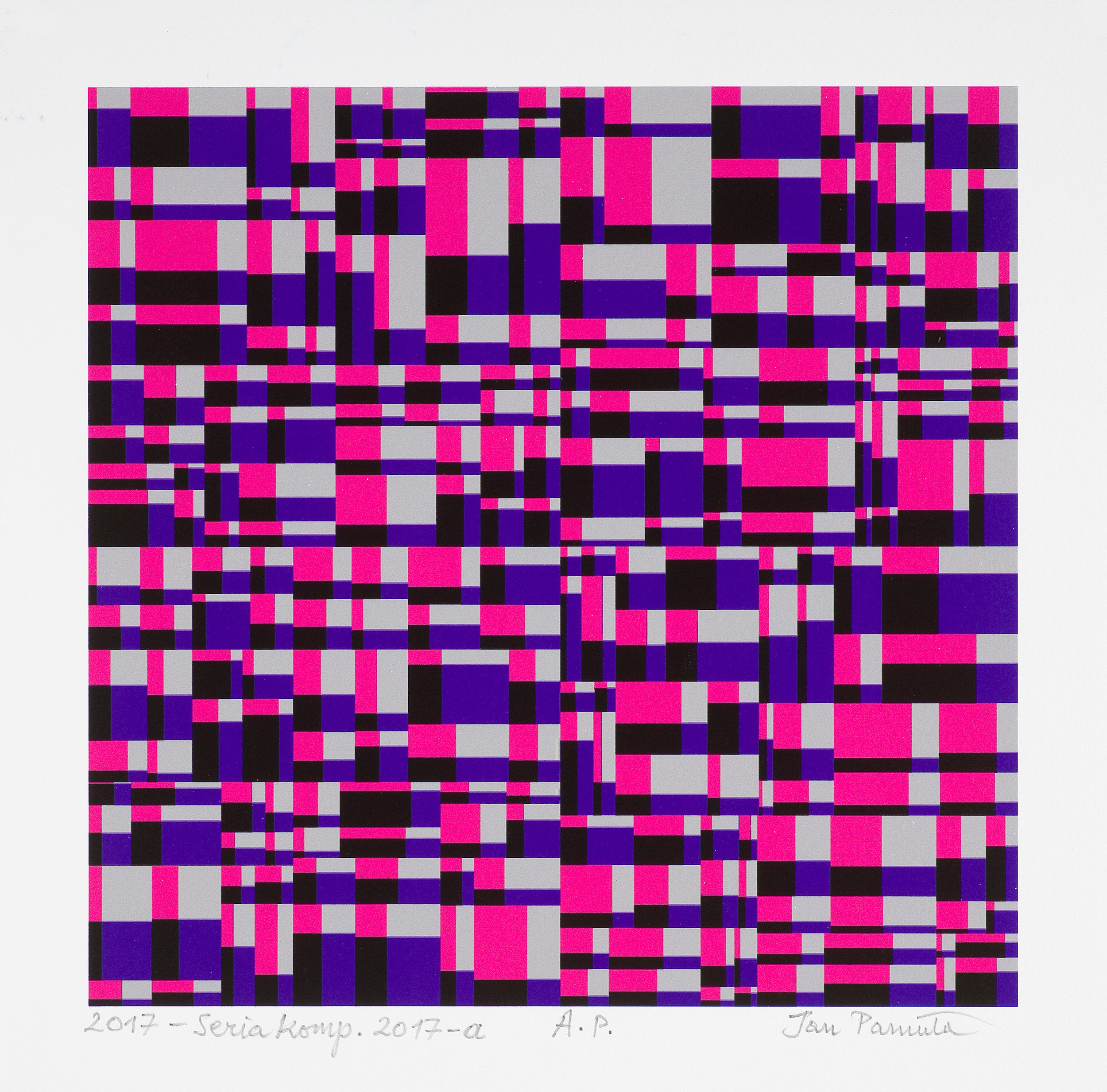 Jan Tadeusz Pamuła , SERIA KOMPUTEROWA 2017 – A, 2017, grafika komputerowa, papier Jan Tadeusz Pamuła , SERIA KOMPUTEROWA 2017 – A, 2017