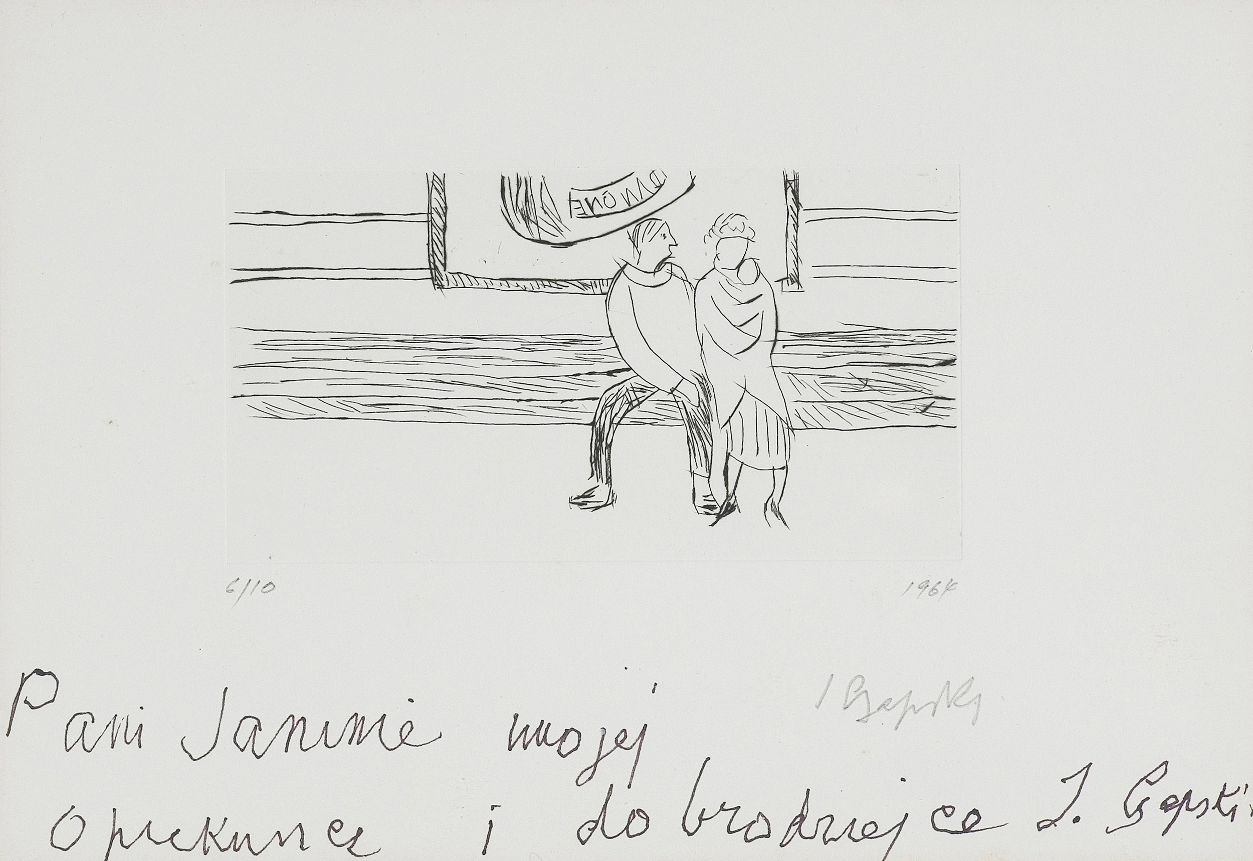 Józef Czapski, RODZINA, 1964, sucha igła, papier Józef Czapski, RODZINA, 1964