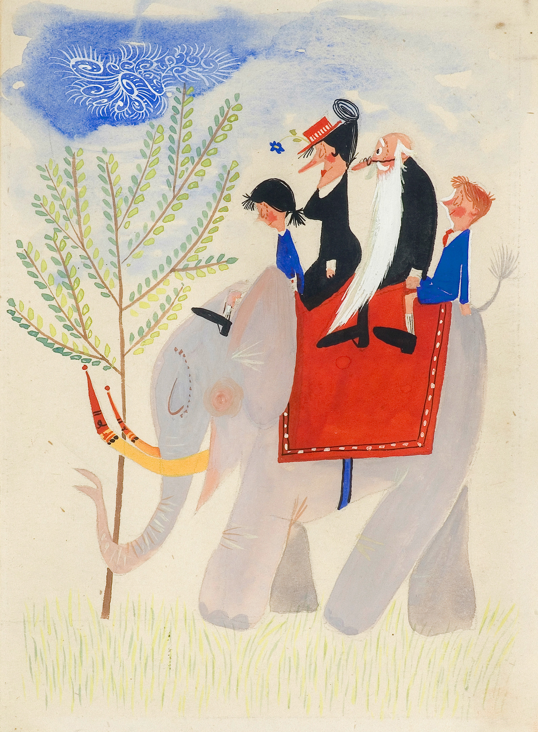 Mirosław Pokora, SŁOŃ, 1973, akwarela, gwasz, tusz pióro, pędzel, papier Mirosław Pokora, SŁOŃ, 1973