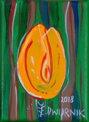 Edward Dwurnik, TULIPAN POMARAŃCZOWY, 2018, akryl, płótno Edward Dwurnik, TULIPAN POMARAŃCZOWY, 2018