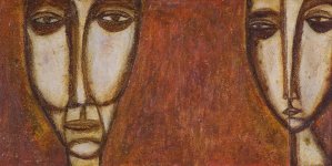 Adam Niemczyc, ORFEUSZ I EURYDYKA, 1962, olej, płyta wiórowa Adam Niemczyc, ORFEUSZ I EURYDYKA, 1962