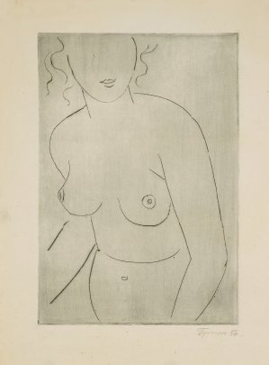 Tymon Niesiołowski, AKT, 1956, sucha igła, papier Tymon Niesiołowski, AKT, 1956