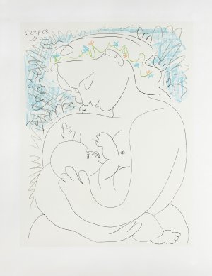 Pablo Picasso, MACIERZYŃSTWO, 1963, litografia barwna, papier Arches Pablo Picasso, MACIERZYŃSTWO, 1963