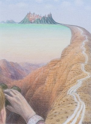 Jacek Yerka, SIERRA AQUANAUTKA II, 2010, kredki, ołówek, papier Jacek Yerka, SIERRA AQUANAUTKA II, 2010