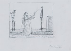 Jarosław Modzelewski, SZKIC DO OBRAZU „GASZENIE PASCHAŁU”, 2000