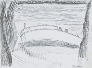 Jarosław Modzelewski, SZKIC DO OBRAZU ”WISŁA. STARA BARKA”, 2003