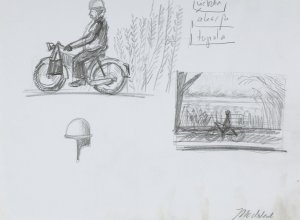 Jarosław Modzelewski, SZKIC DO OBRAZU „HYDRAULIK Z WĘDKAMI”, 2002