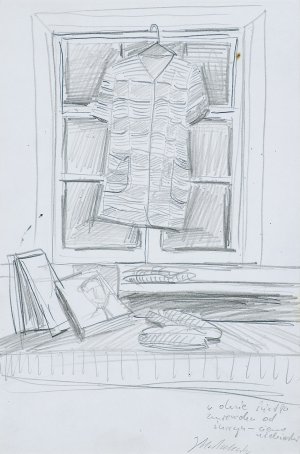 Jarosław Modzelewski, SZKIC DO OBRAZU „MARTWA NATURA Z MOTYLEM”, 2002