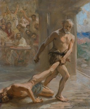 Jan Styka, ODYSEUSZ POKONUJE IROSA, OK. 1923