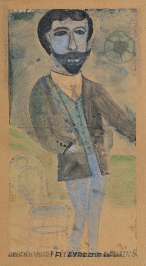  Nikifor Krynicki, PORTRET MĘŻCZYZNY PRZY KRZEŚLE, LATA 20. XX W.