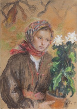 Teodor Axentowicz, DZIEWCZYNA Z KWIATAMI, 1936